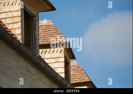 Mittelalterliche Gebäude Restaurierung Laon Picardie Frankreich Stockfoto