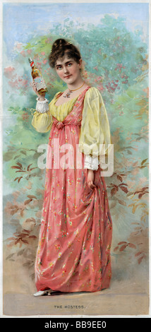 Budweiser Werbung ca. 1892 für Anheuser-Busch Brewing Company unter dem Titel "The Hostess". Stockfoto