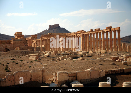 Monumentale Bogen und colonnaded Straße Palmyra Syrien Stockfoto