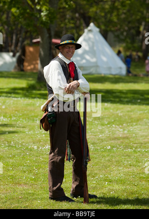 Porträt eines Mannes im historischen Militär Kleid Demonstration am Fort Rodd Hill in Victoria BC Kanada Stockfoto