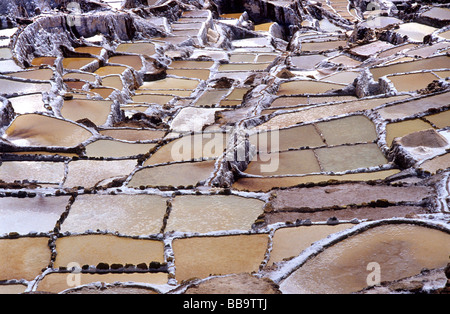 Pre-columbian Salzbergwerk der Marás Urubamba-Tal Perú Stockfoto