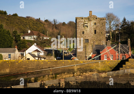 Ballhack Schloss aus dem 15. Jahrhundert, halten und Hafen, Co. Wexford, Irland Stockfoto