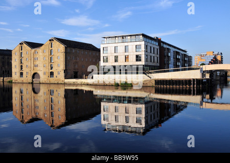 Hebble und Calder Navigation Lager Regeneration und Entwicklung bei Wakefield West Yorkshire Stockfoto