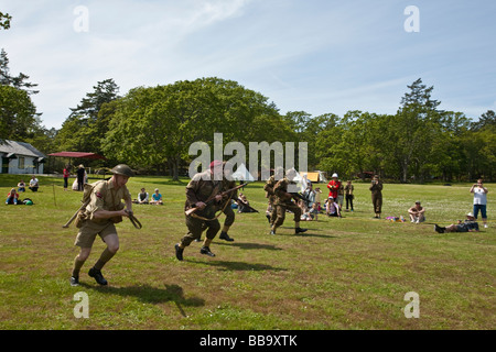 Militärische Demonstration am Fort Rodd Hill Victoria Day in Victoria BC Kanada Stockfoto