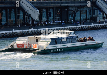 Die Fluss-Katze, eine high-Speed-Katamaran, begibt sich auf die landschaftlich schöne Strecke vom Circular Quay, Sydney in den Vorort von Parramatta Stockfoto