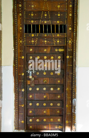 Jemen, Shibam, alten jemenitischen Holztür Stockfoto