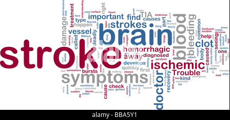 Wortwolke Stichwörter Konzept Abbildung eines Schlaganfalls Stockfoto