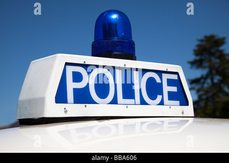 Polizei Blinklicht und Zeichen auf alten 1960er Jahre Panda Auto UK Stockfoto