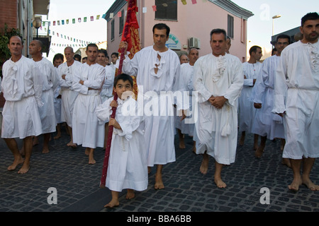 Corsa degli Scalzi, Durchlauf der barfuss, für die 9-Tage Fest des Erlösers, der agra di San Salvatore', Cabras, Provinz Stockfoto