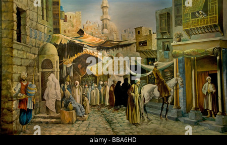 Khan el Khalili islamischen Kairo Ägypten Basar Souk Gemälde Alter Markt Stockfoto