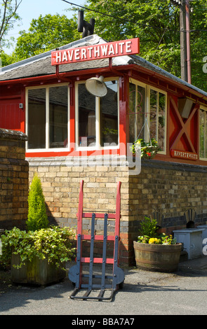 Haverthwaite Station auf der Lakeside & Haverthwaite Railway, South Lakeland, Cumbria, England UK Stockfoto