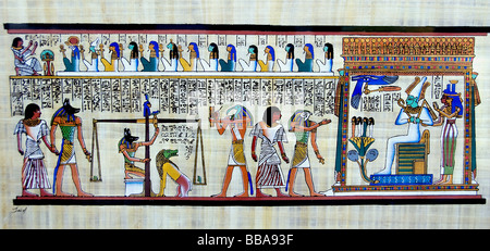 Neuen ägyptischen Gemälden aus pharaonischen Zeiten auf Papyrus Papier Ägypten Kairo Stockfoto