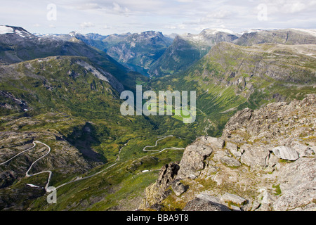 Blick vom Gipfel Dalsnibba, Geiranger, State Road 63, Norwegen, Skandinavien, Europa Stockfoto