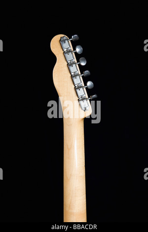 Detail des Kopfes und tuning Stifte von einer e-Gitarre Stockfoto