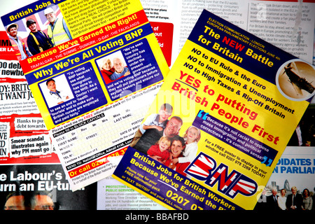 British National Party Flyer für das Jahr 2009 Europawahl Stockfoto