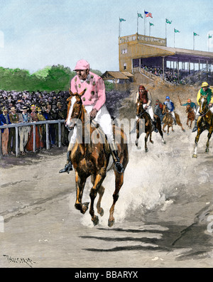 American Race track 1880. Handcolorierte halftone einer Abbildung Stockfoto