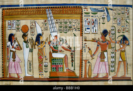 Neuen ägyptischen Gemälden aus pharaonischen Zeiten auf Papyrus Papier Ägypten Kairo Stockfoto