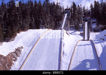 Große und Normalschanze Sprungschanzen im Whistler Olympic Park - Webseite von Vancouver 2010 Winter Olympiade British Columbia Kanada Stockfoto