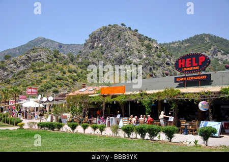 Strandrestaurants, Strand Oludeniz, Oludeniz, Provinz Mugla, Republik Türkiye Stockfoto