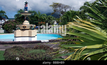 Brunnen Independence Square Park Hauptstadt Basseterre St. Kitts Stockfoto
