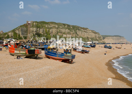 Hastings Strand, Fischerboote, Hastings, East Sussex, England UK Stockfoto