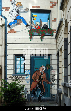 Comic-Strip Wandgemälde in Brüssel Stockfoto