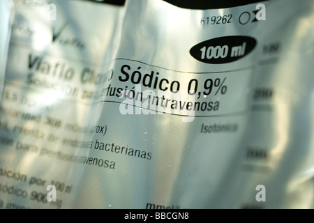 Serum-Tasche, Bolsa de suero Stockfoto