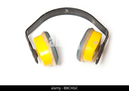 Schützende Gehörschutz isoliert auf einem weißen Studio-Hintergrund Stockfoto