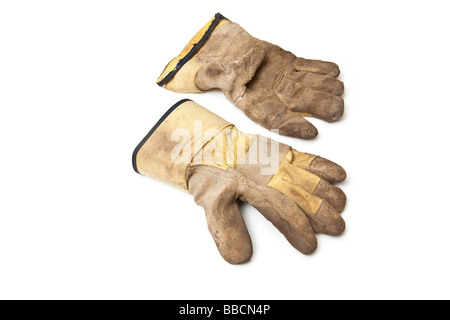 Gartenarbeiten Handschuhe isoliert auf einem weißen Studio-Hintergrund Stockfoto