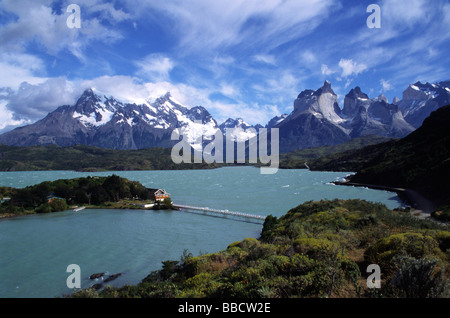 Lago Pehoe und Cuernos im Torres del Paine NP Chile Stockfoto