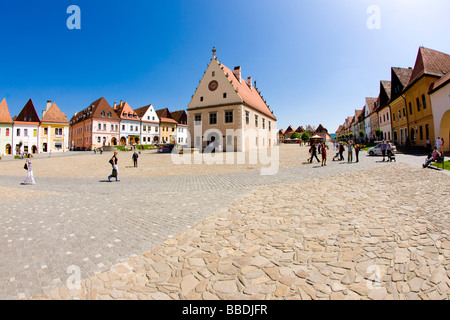 Rathausplatz Bardejov Slowakei Stockfoto