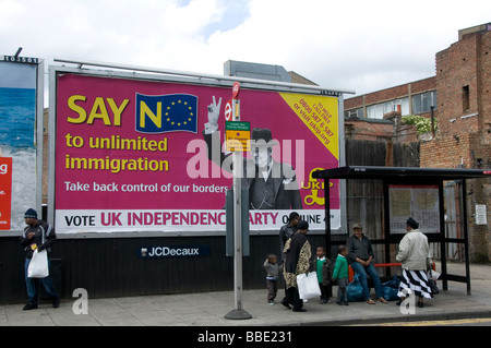 Hackney Road UKIP (UK Independence Party) Wahl Plakat 2009 Europawahl Stockfoto