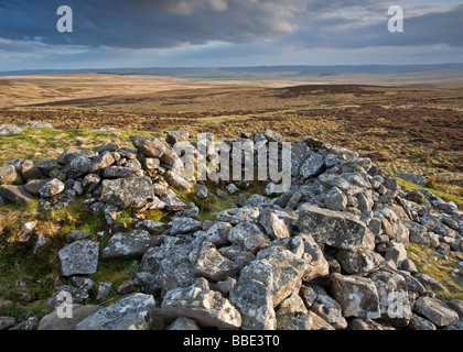 Cairn in der Nähe von Rutland Road in der M.O.D reicht in den Cheviot-Region der Northumberland National Park, England Stockfoto