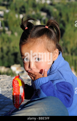 Ladakhi Kind, Leh, Ladakh, Nord-Indien, Himalaya Stockfoto