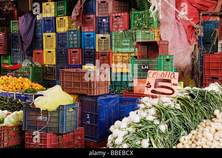 Gemüse Marktstand, Patzcuaro, Michoacan, Mexiko Stockfoto