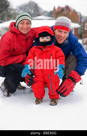 Porträt der Familie im Winter, Portland, Oregon, USA Stockfoto