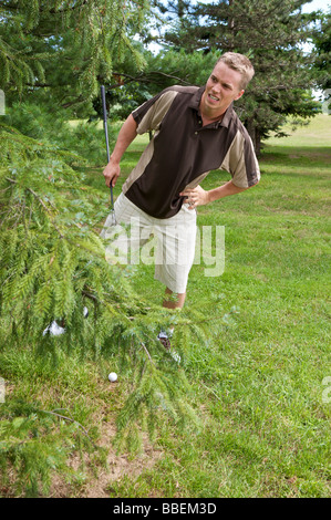 Golfer mit Ball im Rough, Burlington, Ontario, Kanada Stockfoto