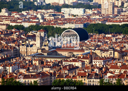 Blick vom Aussichtspunkt von Notre-Dame de Fourvière Hügel Hotel de Ville Opera Lyon Rhone Alpen Frankreich Stockfoto