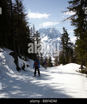 Le-Touren Ski-Abfahrt In Chamonix-Tal-französische Alpen-Europa Stockfoto