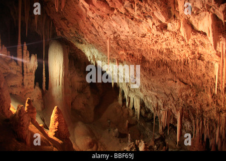 Israel Jerusalem Berge Stalaktiten Höhle Naturschutzgebiet auch genannt Soreq Höhle Stockfoto