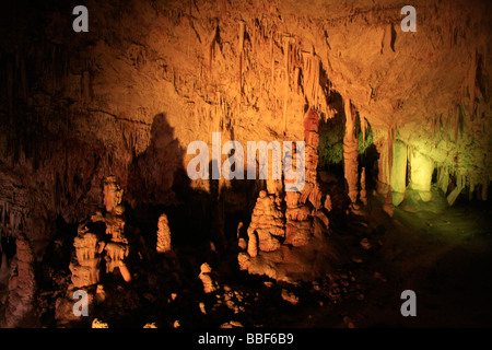 Israel Jerusalem Berge Stalaktiten Höhle Naturschutzgebiet auch genannt Soreq Höhle Stockfoto