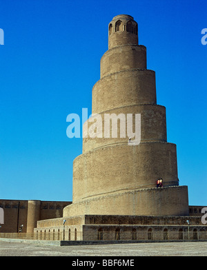 Historisches Bild Jahr 1998 Minarett der großen Moschee Stadt Samarra Irak Stockfoto