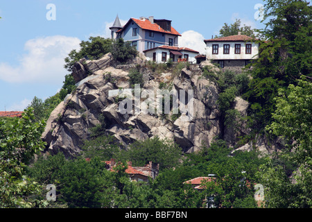 Häuser auf einem Hügel Plovdiv Bulgarien Stockfoto