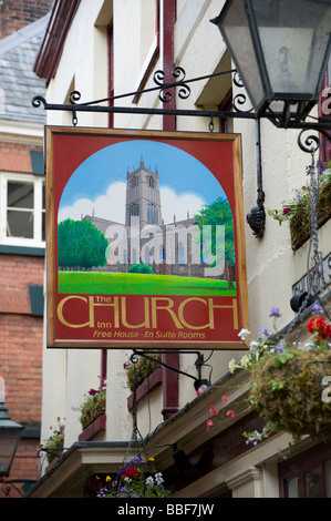 Die Kirche Pub Schild, Ludlow, Shropshire, england Stockfoto