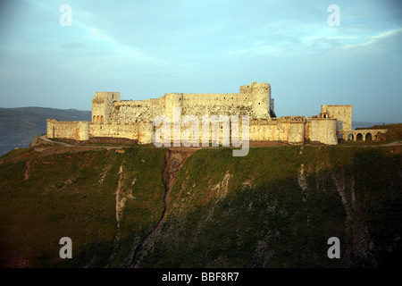 Sonnenuntergang an der Kreuzritterburg Krak des Chevaliers, Syrien Stockfoto