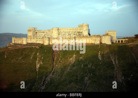 Sonnenuntergang an der Kreuzritterburg Krak des Chevaliers, Syrien Stockfoto