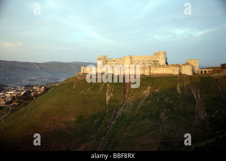 Sonnenuntergang Kreuzritterburg Krak des Chevaliers, Syrien Stockfoto