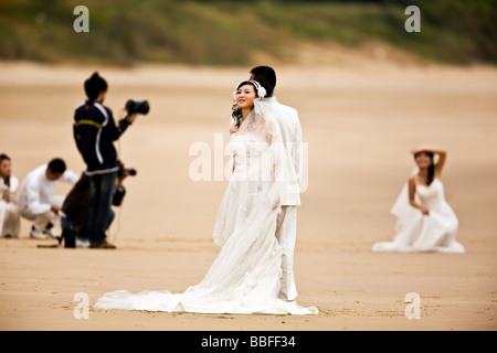 China Zejiang Provinz, Zhoushan Insel Hochzeitsfotografie. Stockfoto