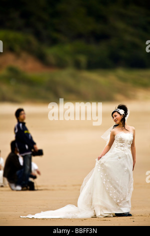 China Zejiang Provinz, Zhoushan Insel Hochzeitsfotografie. Stockfoto