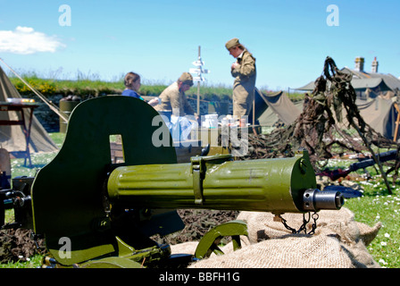 ein Krieg-Armee-Camp am d.day-Gedenktag in Cornwall, Großbritannien Stockfoto